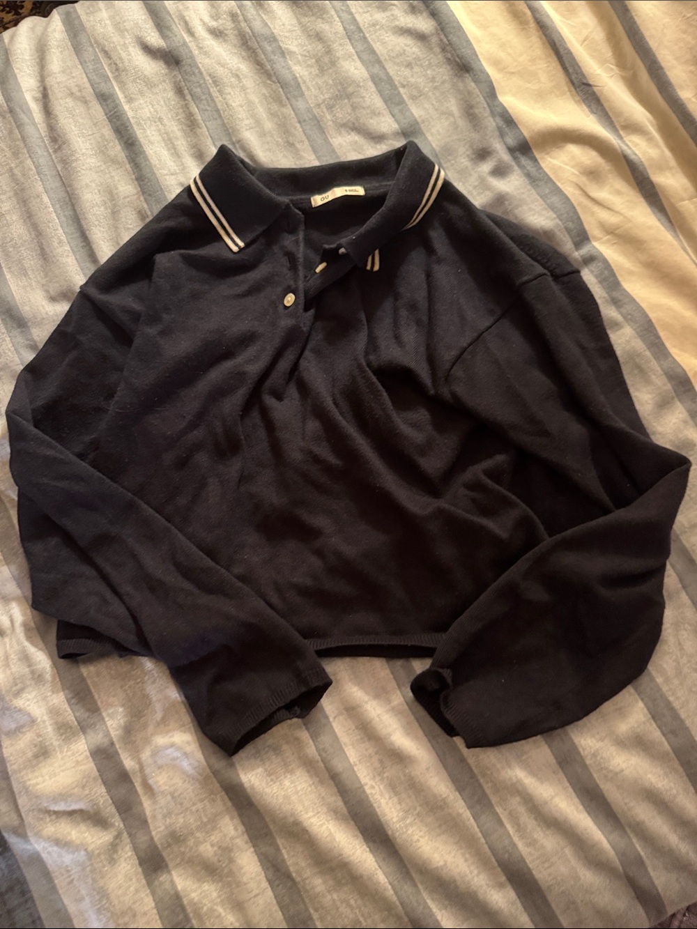 GU cropped polo top long sleeve